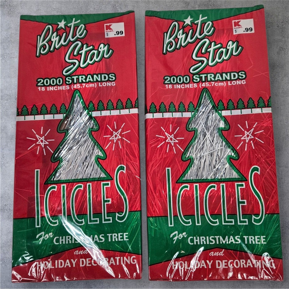 Vintage Brite Star Lot of 2 Christmas Tree Icicles‎ Kmart Holiday Decor New